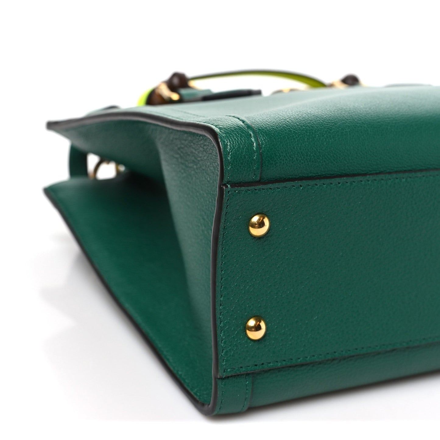 Wonka Grain Calfskin Small Diana Tote Bag Green Yellow Fluo