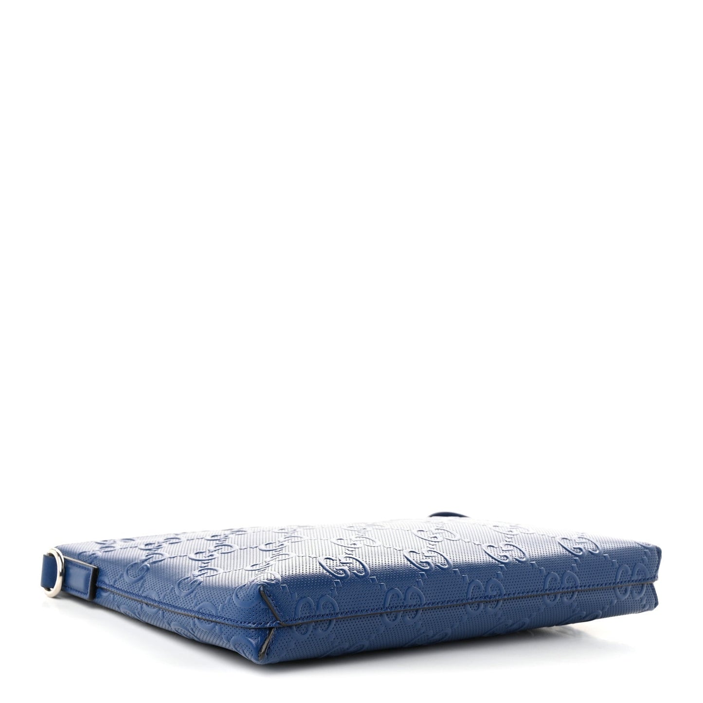 Calfskin GG Tennis Embossed Medium Wristlet Messenger Bag Intense Metal Blue