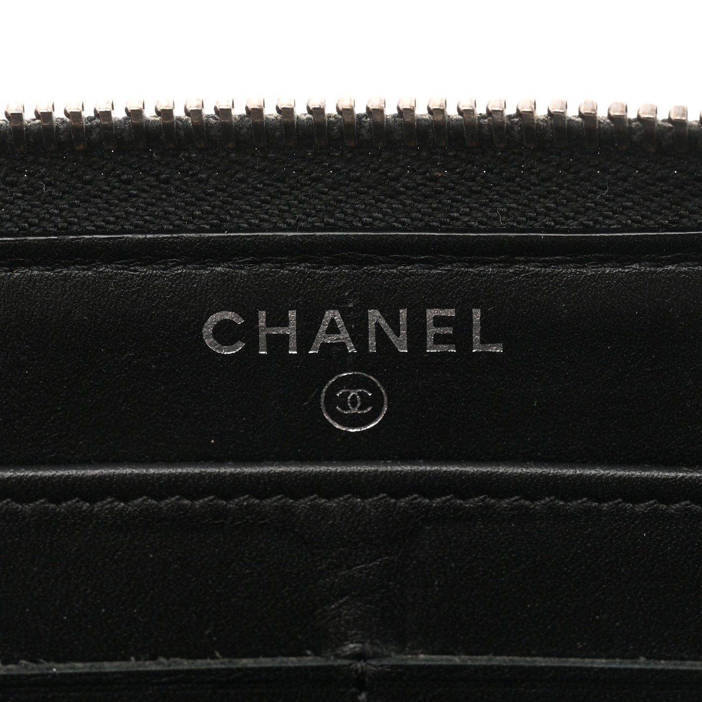 Glazed Calfskin Quilted Small Coco Boy Zip Around Wallet Black
