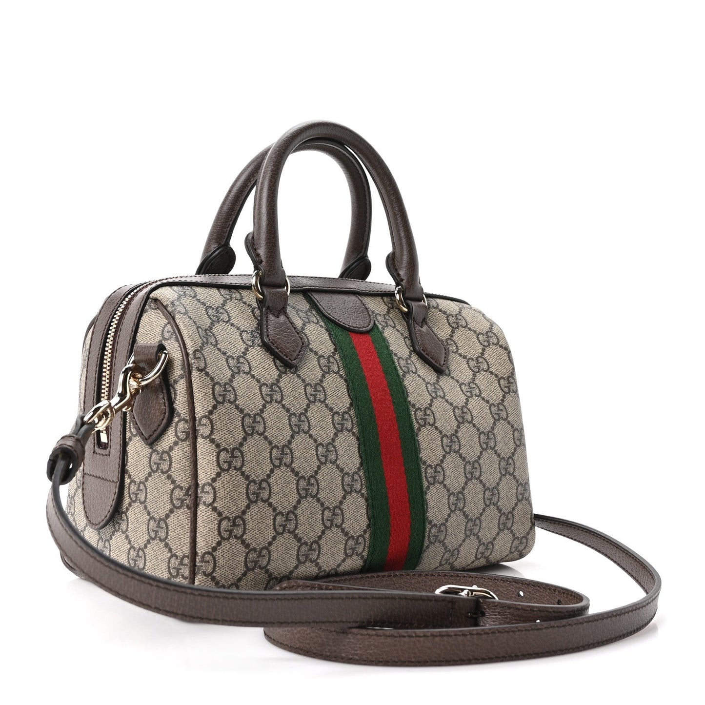 GG Supreme Monogram Web Medium Ophidia Top Handle Bag Beige Ebony New Acero