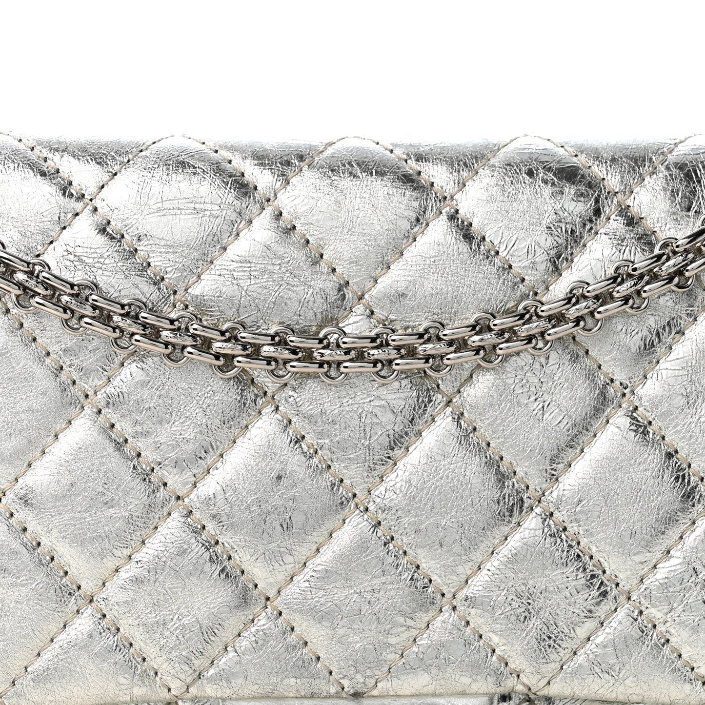 Metallic Aged Calfskin Quilted 2.55 Reissue 226 Flap Silver