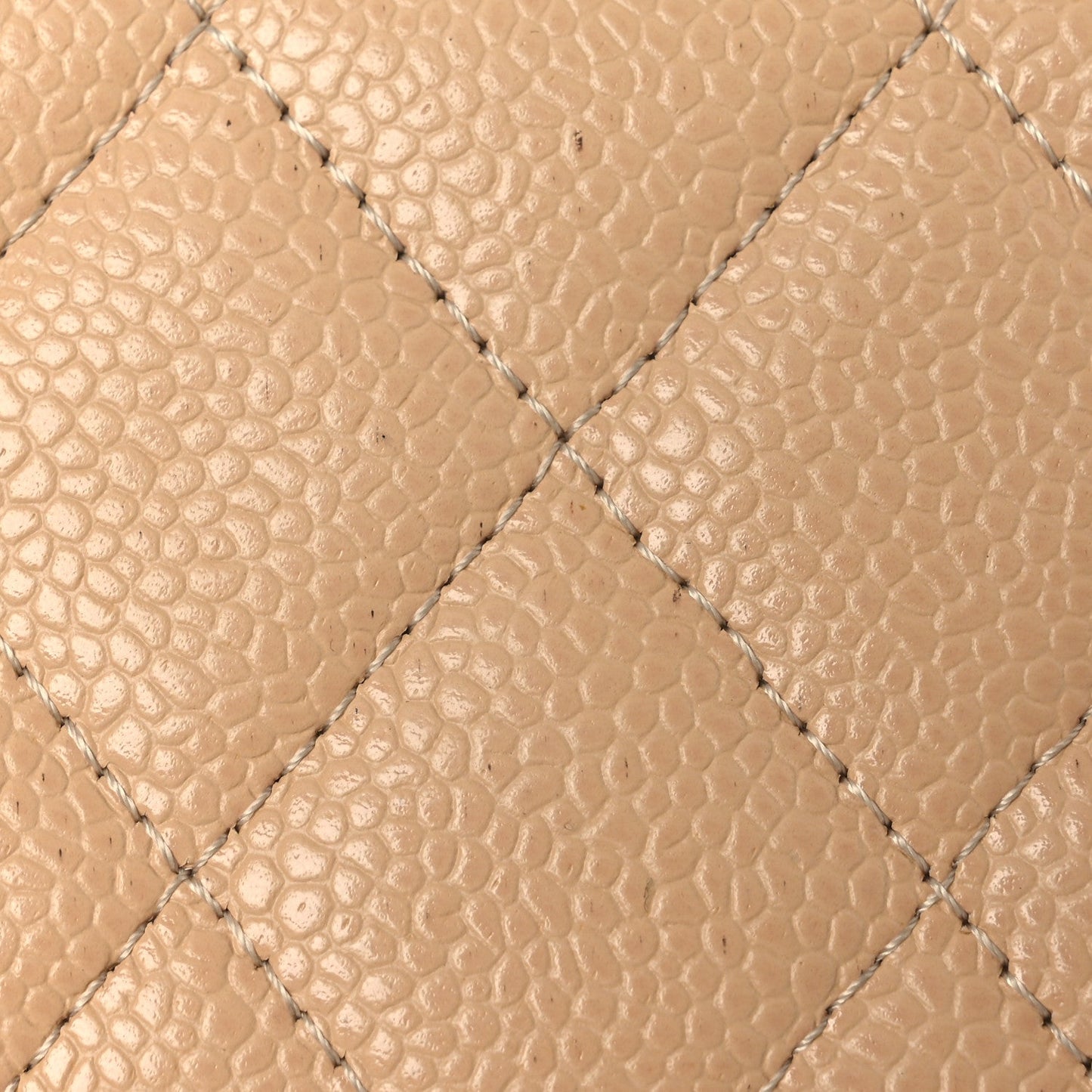 Caviar Quilted Large Gusset Flap Wallet Beige
