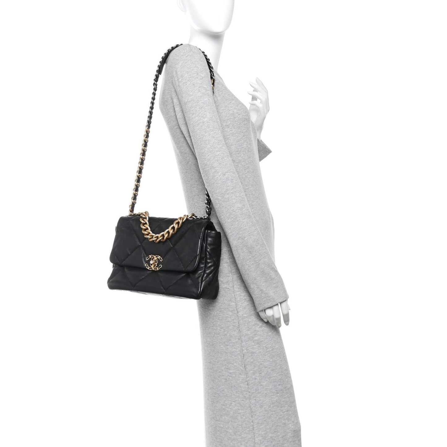Goatskin Quilted Large Chanel 19 Flap Black
