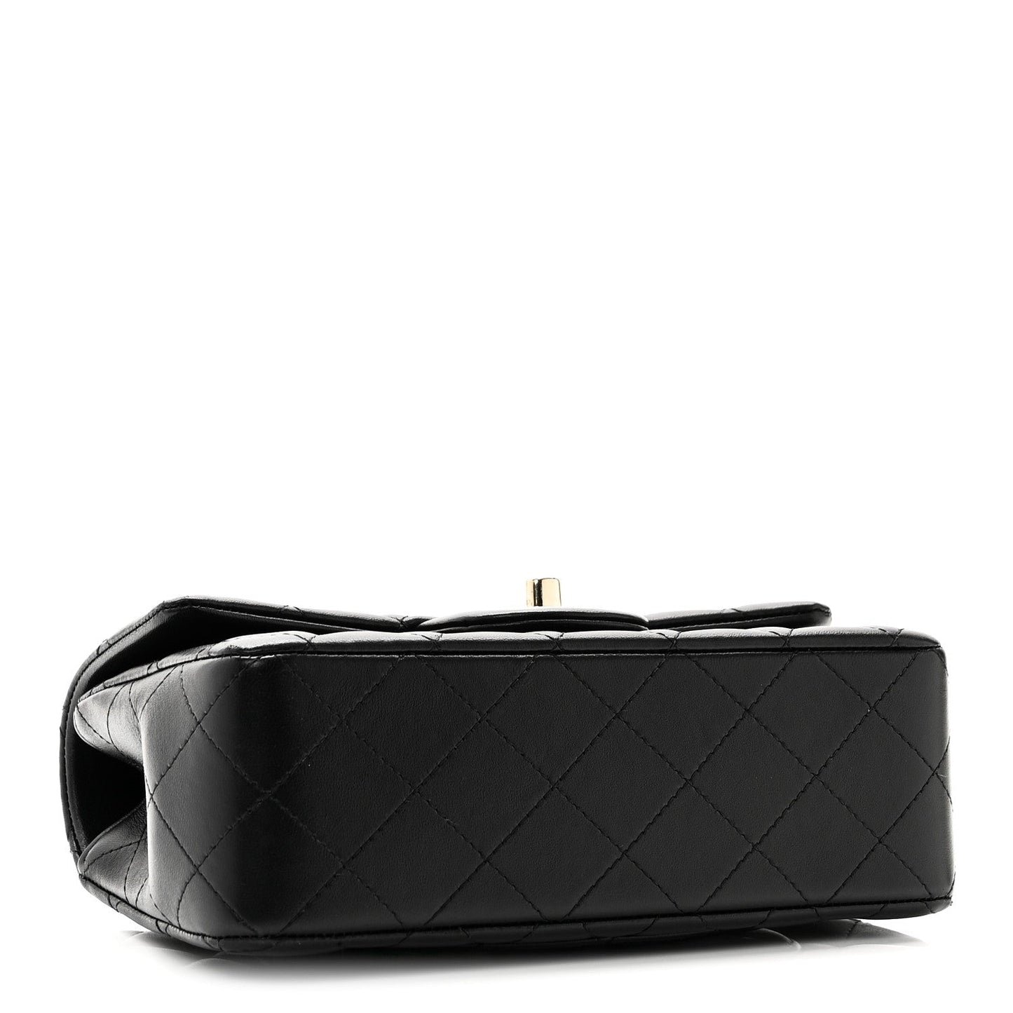 Lambskin Quilted Mini Top Handle Rectangular Flap Black