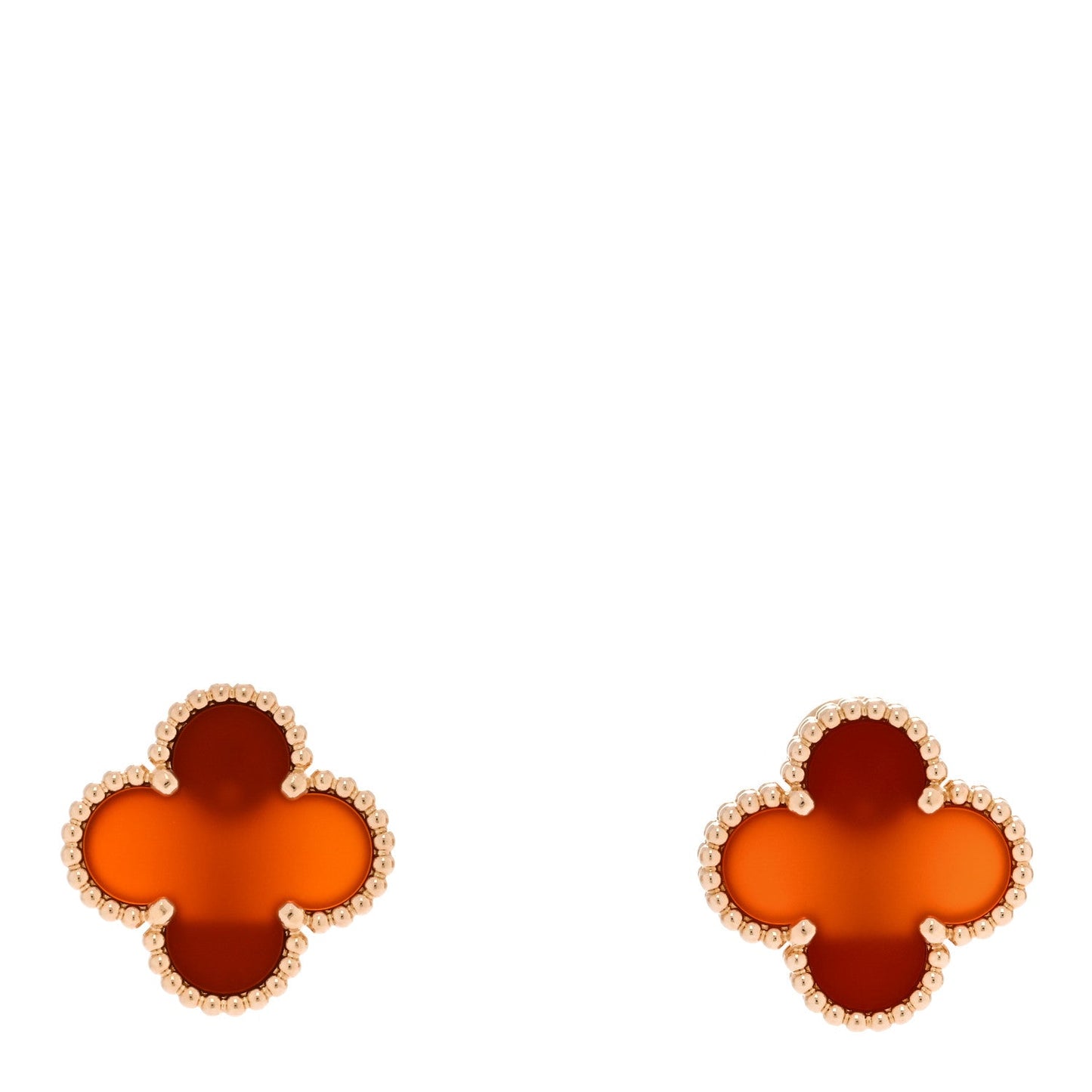18K Yellow Gold Carnelian Vintage Alhambra Earrings