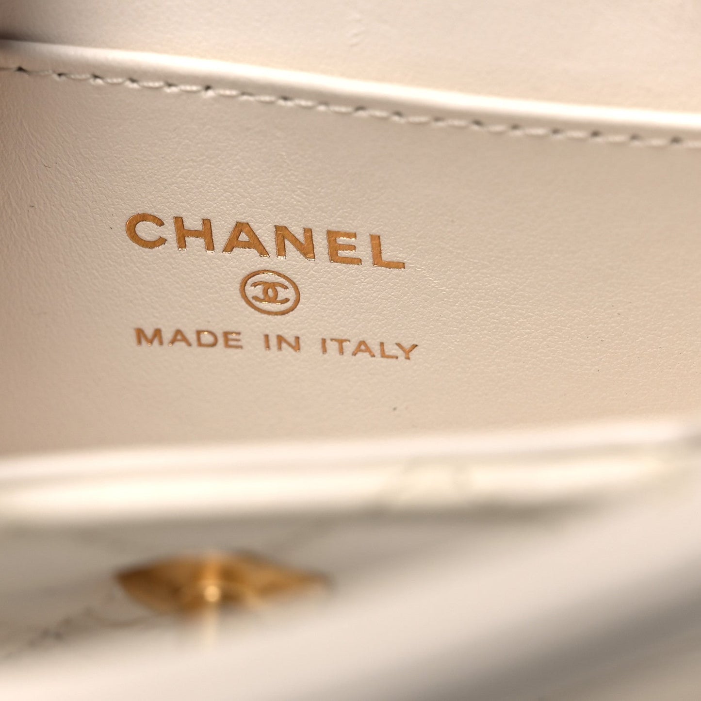Shiny Aged Calfskin Quilted Mini Nano Kelly Shopper White