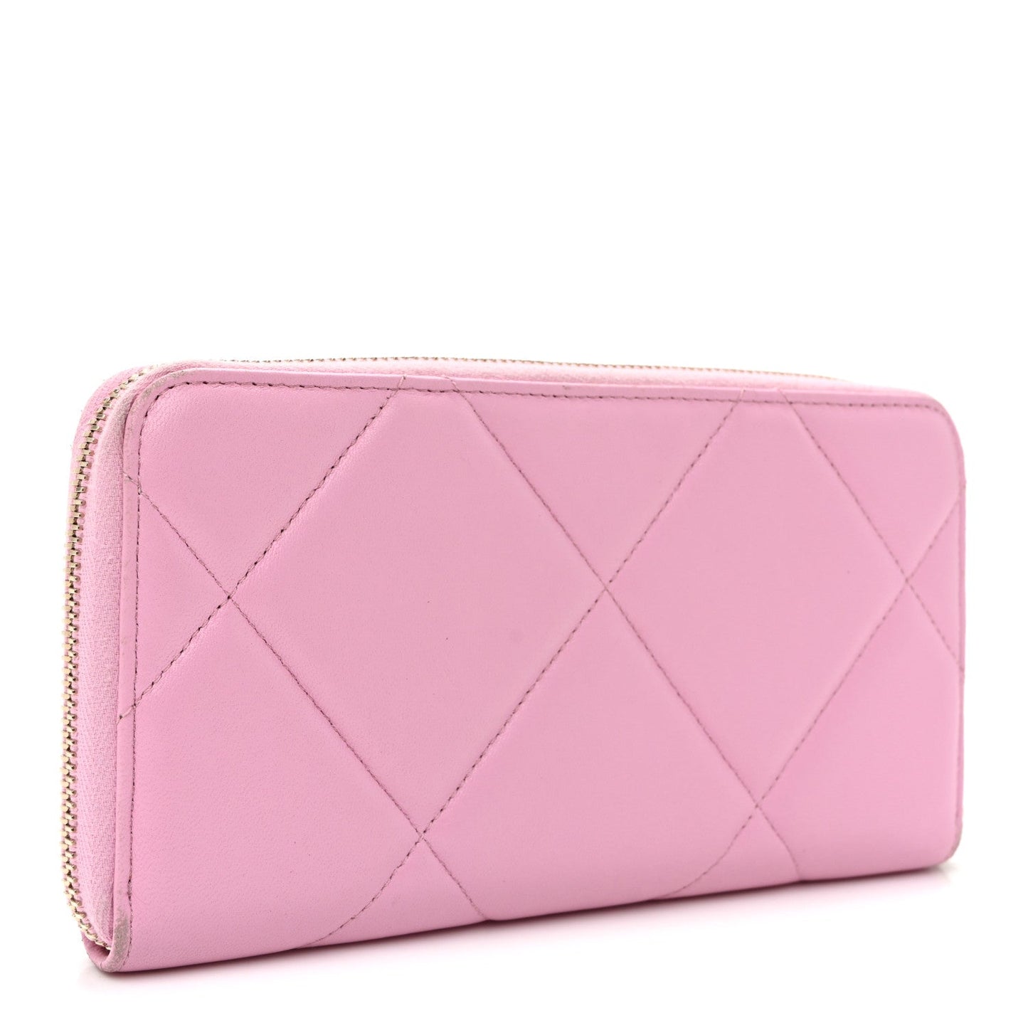 Lambskin Quilted Chanel 19 Zipped Wallet Light Pink