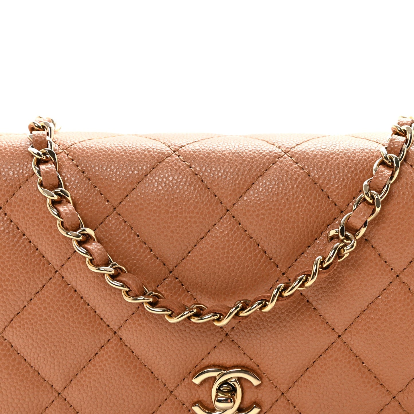 Caviar Quilted CC Turnlock Wallet On Chain WOC Brown