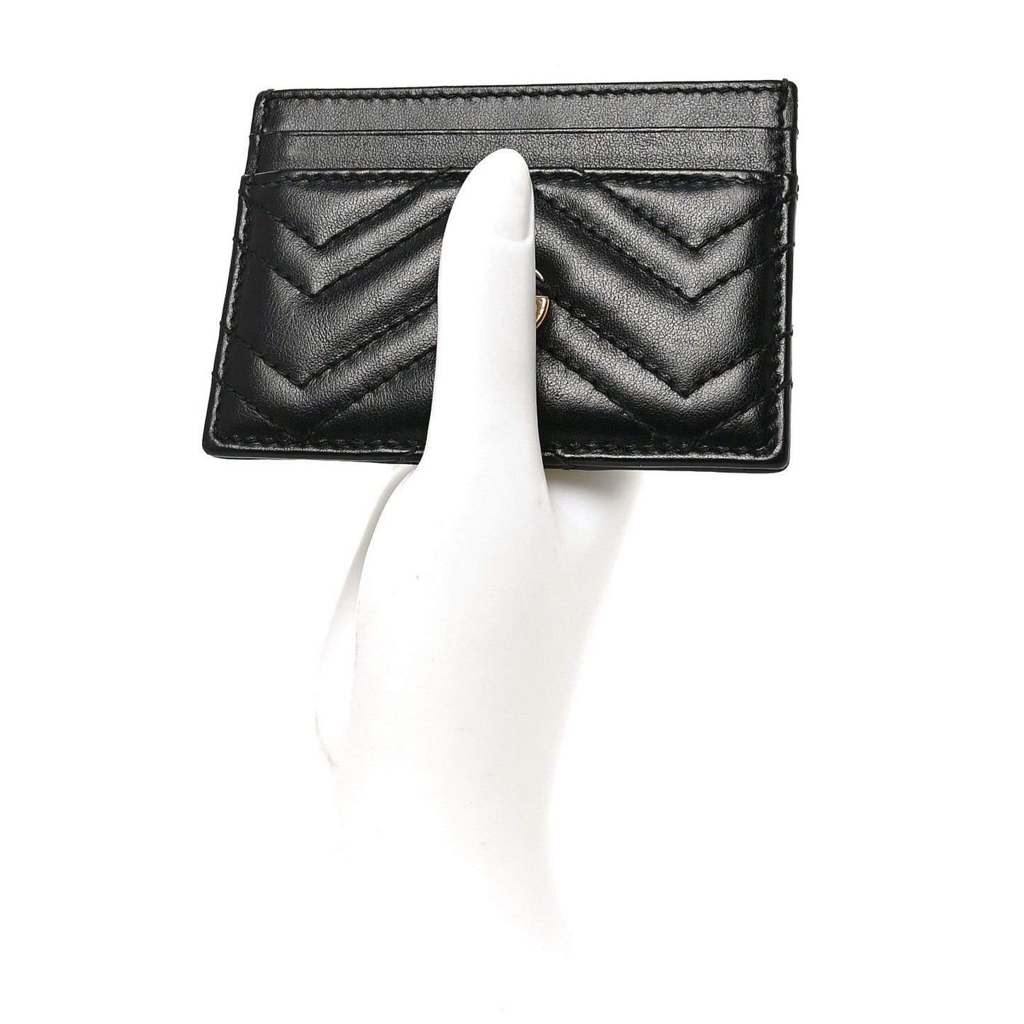 Calfskin Matelasse GG Marmont Card Holder Black