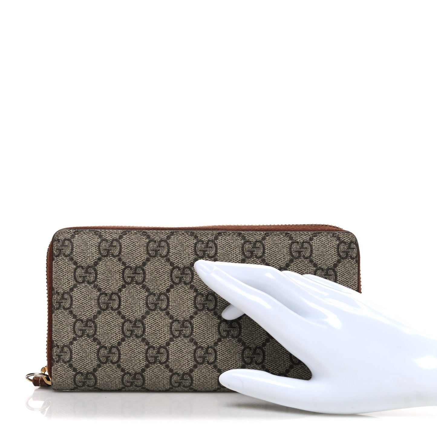 GG Supreme Monogram Cuoio Toscano Zip Around Wallet Beige Ebony Cuir