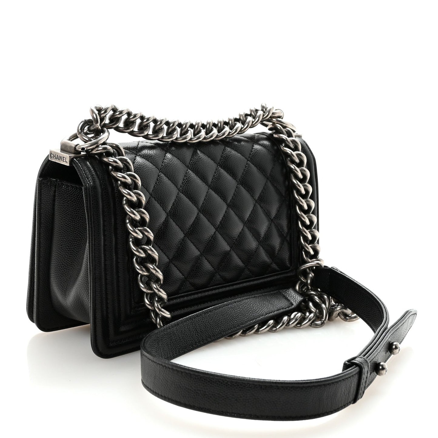 Caviar Quilted Small Boy Flap Black