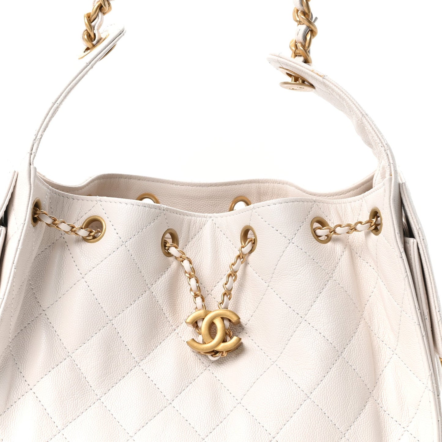 Caviar Quilted Small Chanel 25 Handbag White
