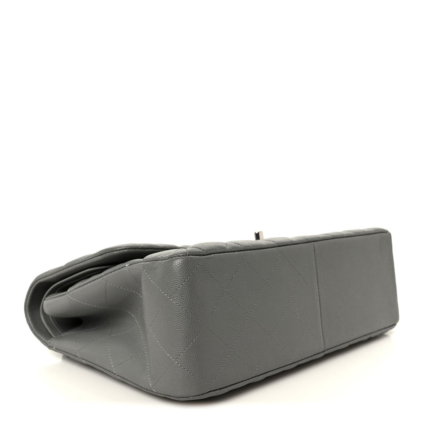 Caviar Quilted Jumbo Double Flap Grey