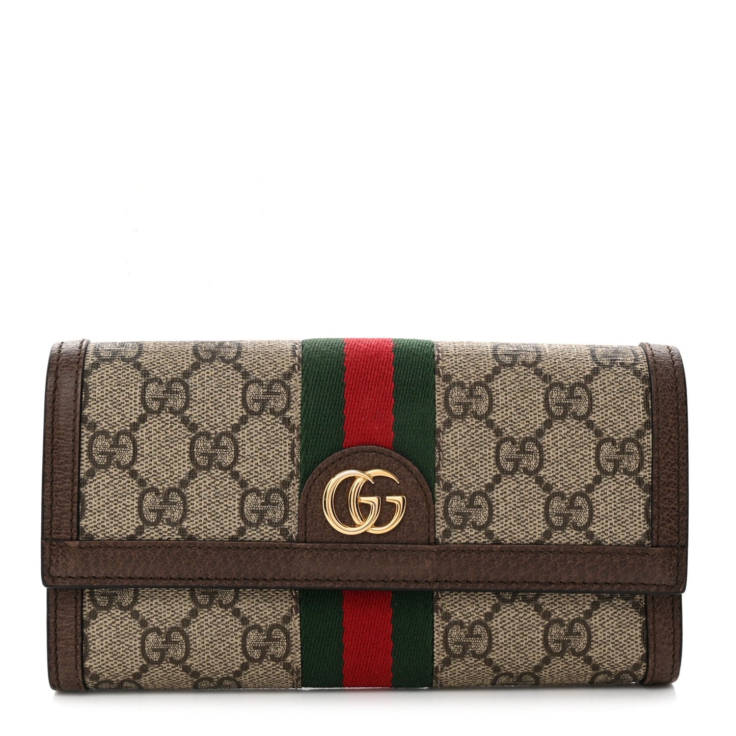 GG Supreme Monogram Web Ophidia Continental Wallet Brown