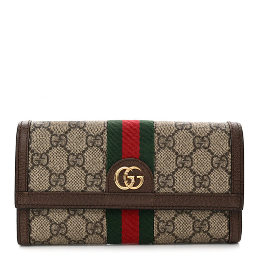 GG Supreme Monogram Web Ophidia Continental Wallet Brown