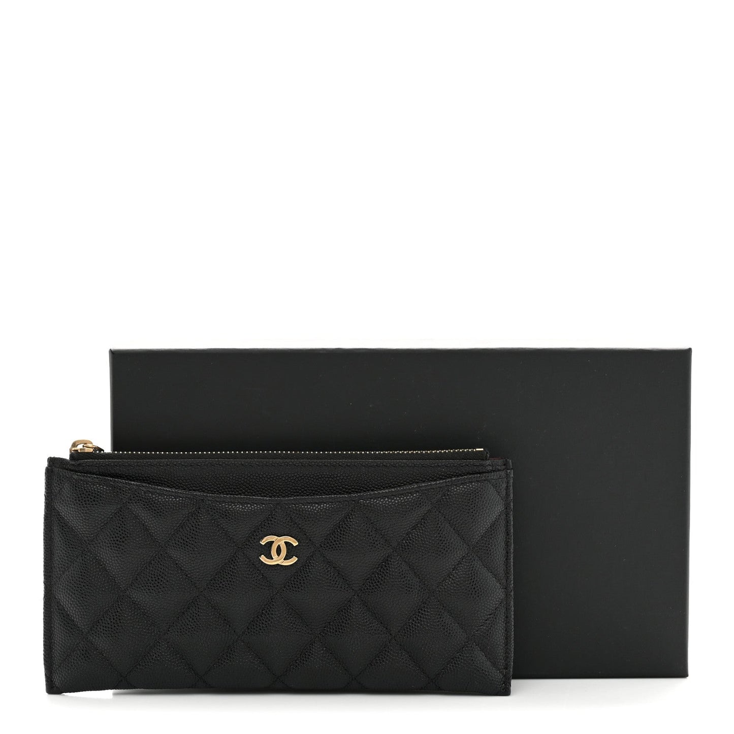 Caviar Quilted Classic Zip Pouch Black