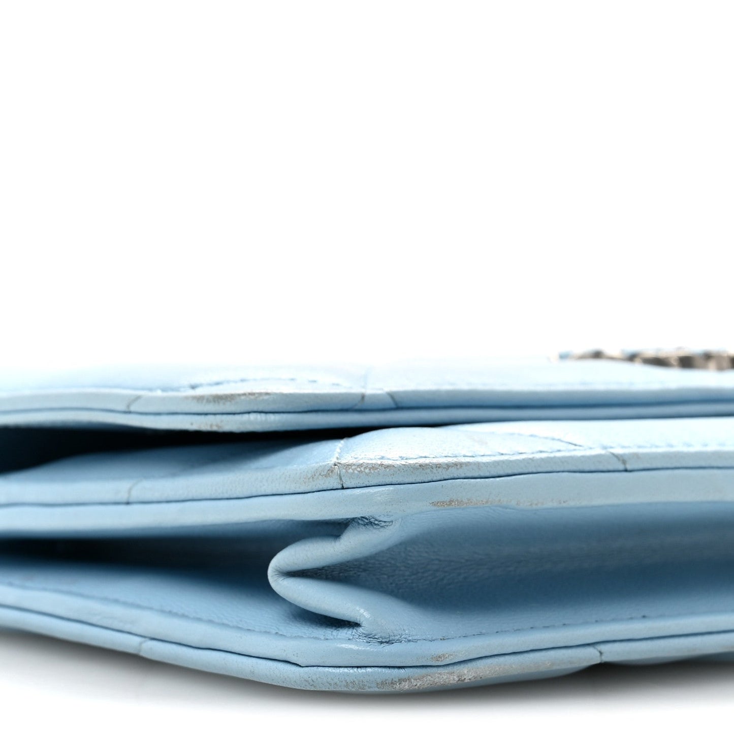 Lambskin Quilted Chanel 19 Wallet On Chain WOC Light Blue