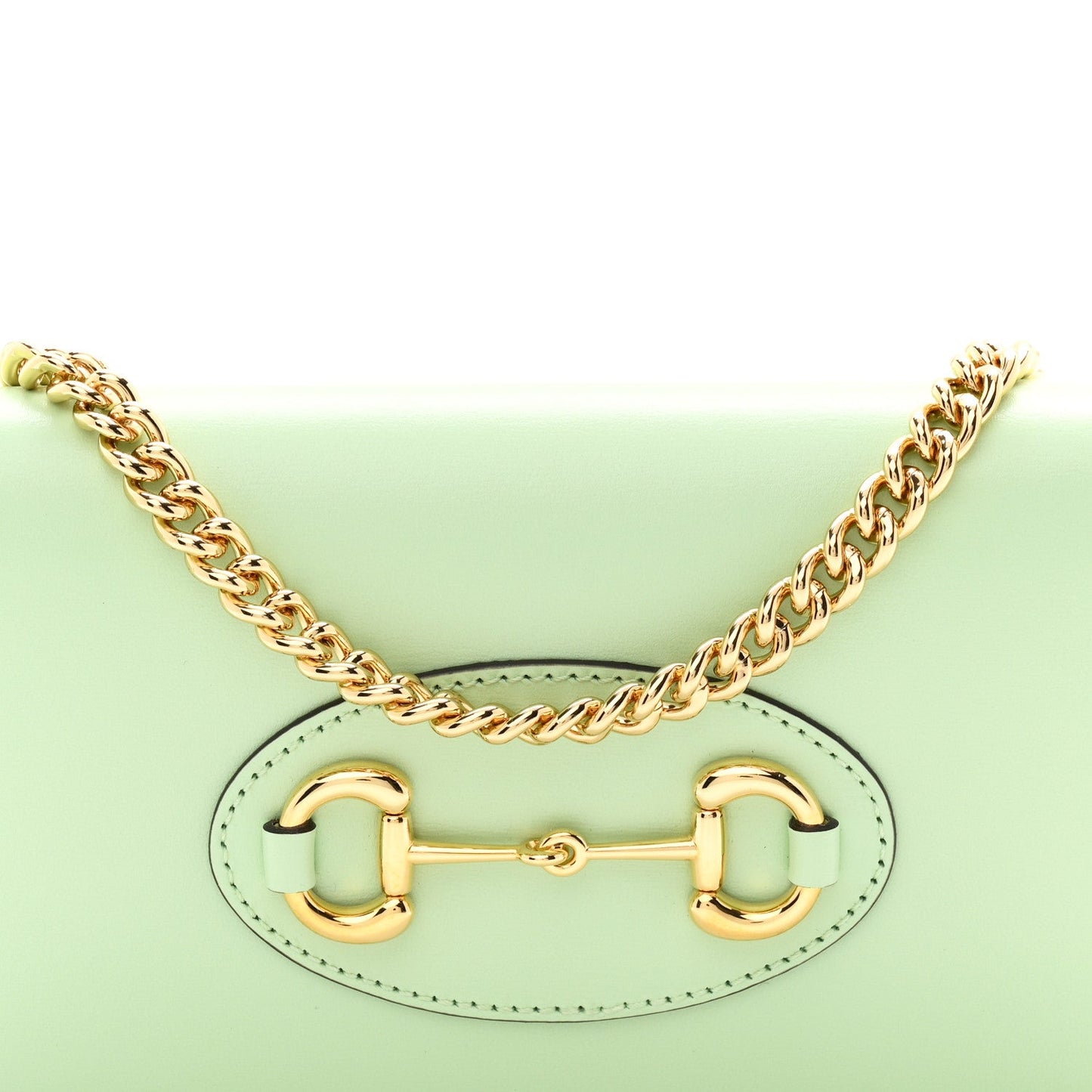 Boarded Plutone Calfskin Horsebit 1955 Wallet On Chain Green