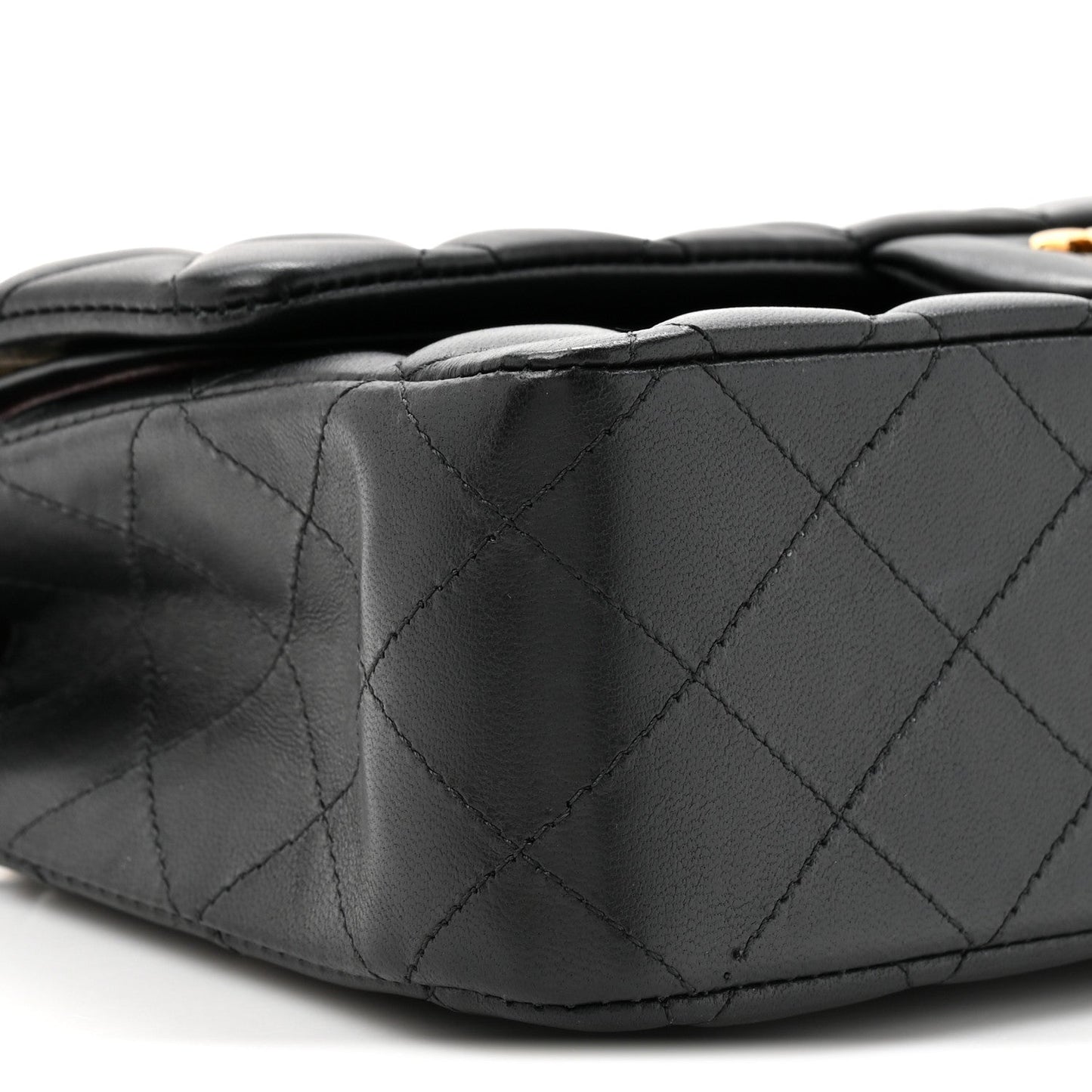 Lambskin Quilted Small Double Flap Black