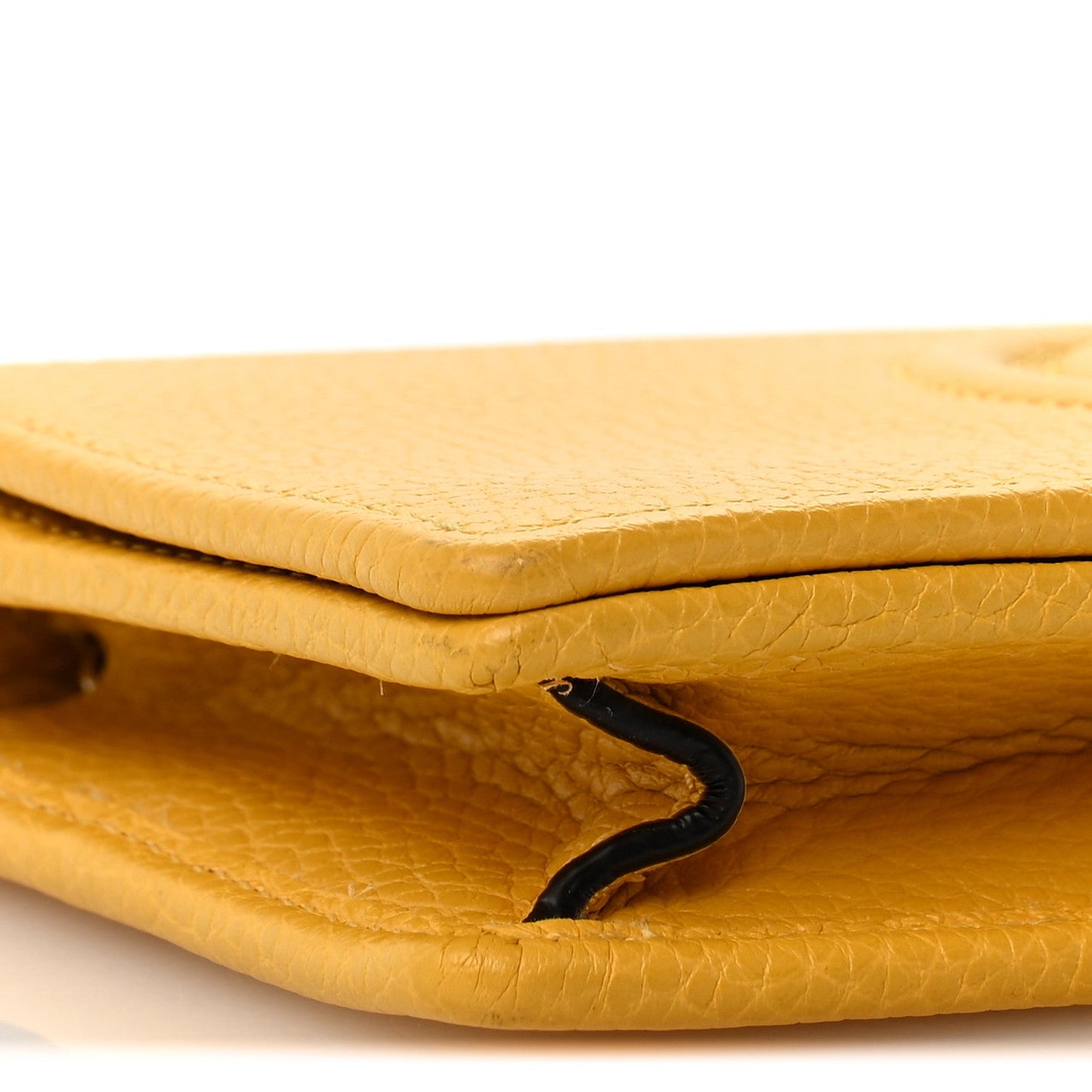 Pebbled Calfskin Soho Wallet on Chain New Buttercup
