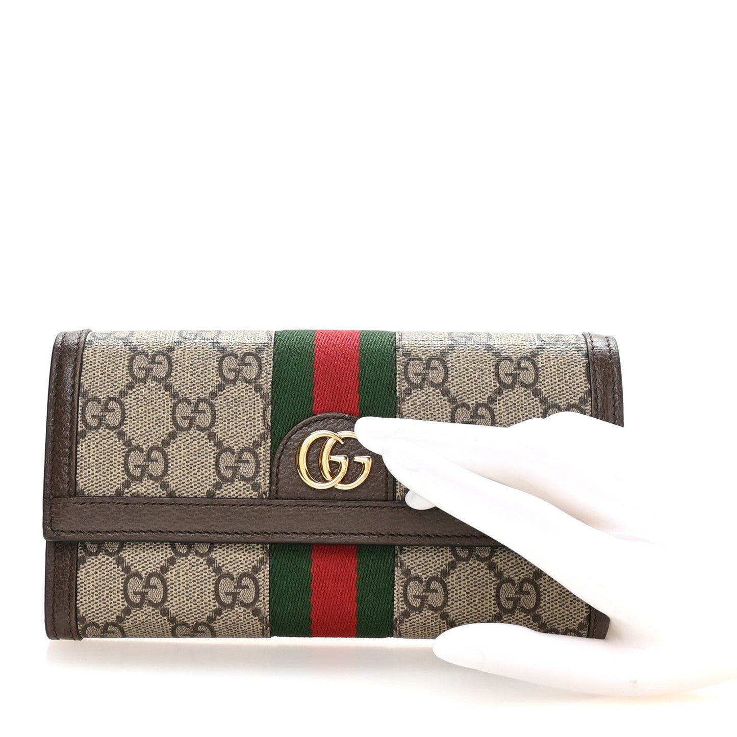 GG Supreme Monogram Web Ophidia Continental Wallet Brown