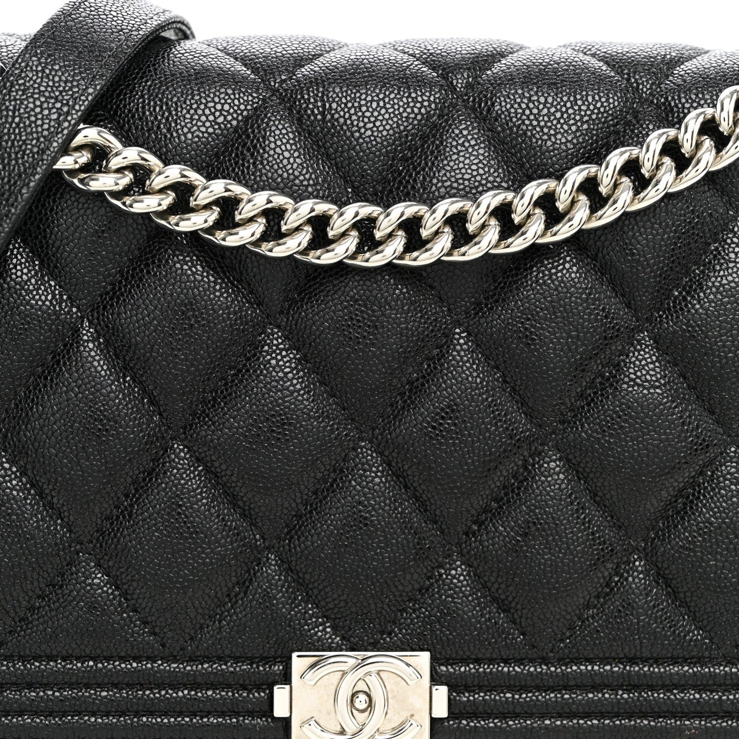 Caviar Quilted Boy Wallet On Chain WOC Black