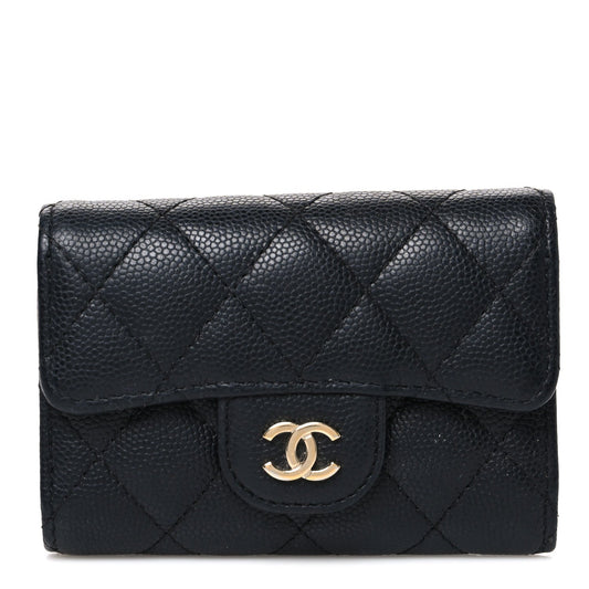 Caviar Quilted Classic 4 Key Holder Wallet Black