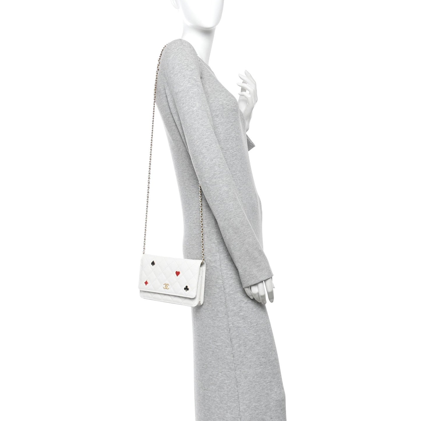 Caviar Quilted Enamel Coco Casino Wallet On Chain WOC White
