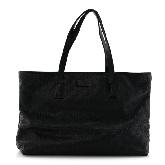 Guccissima Medium Zippered Shopping Tote Black