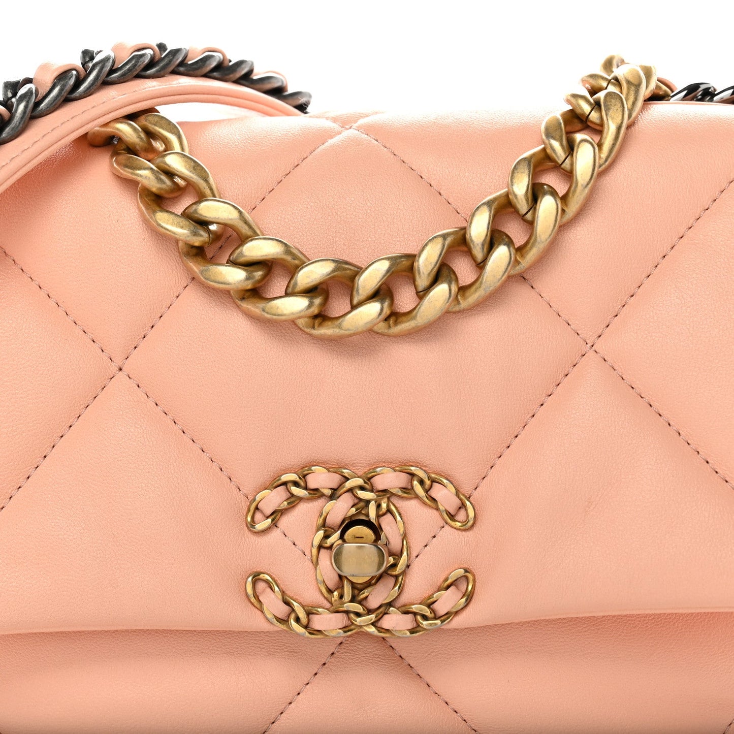 Goatskin Quilted Medium Chanel 19 Flap Light Pink