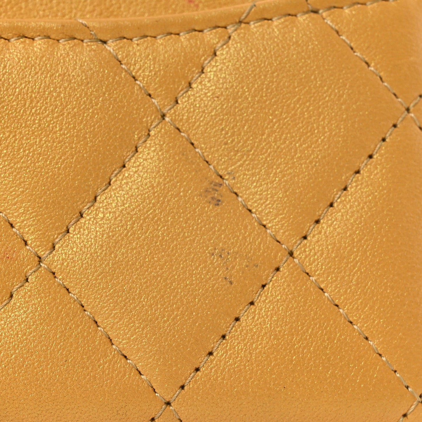 Metallic Lambskin Quilted Zip Around Coin Purse Wallet Yellow
