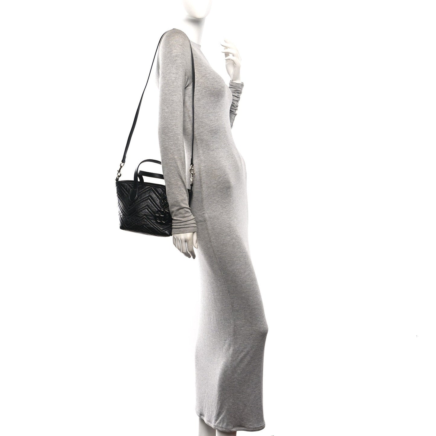 Nappa Chevron Matelasse Small GG Marmont Tote Bag Black