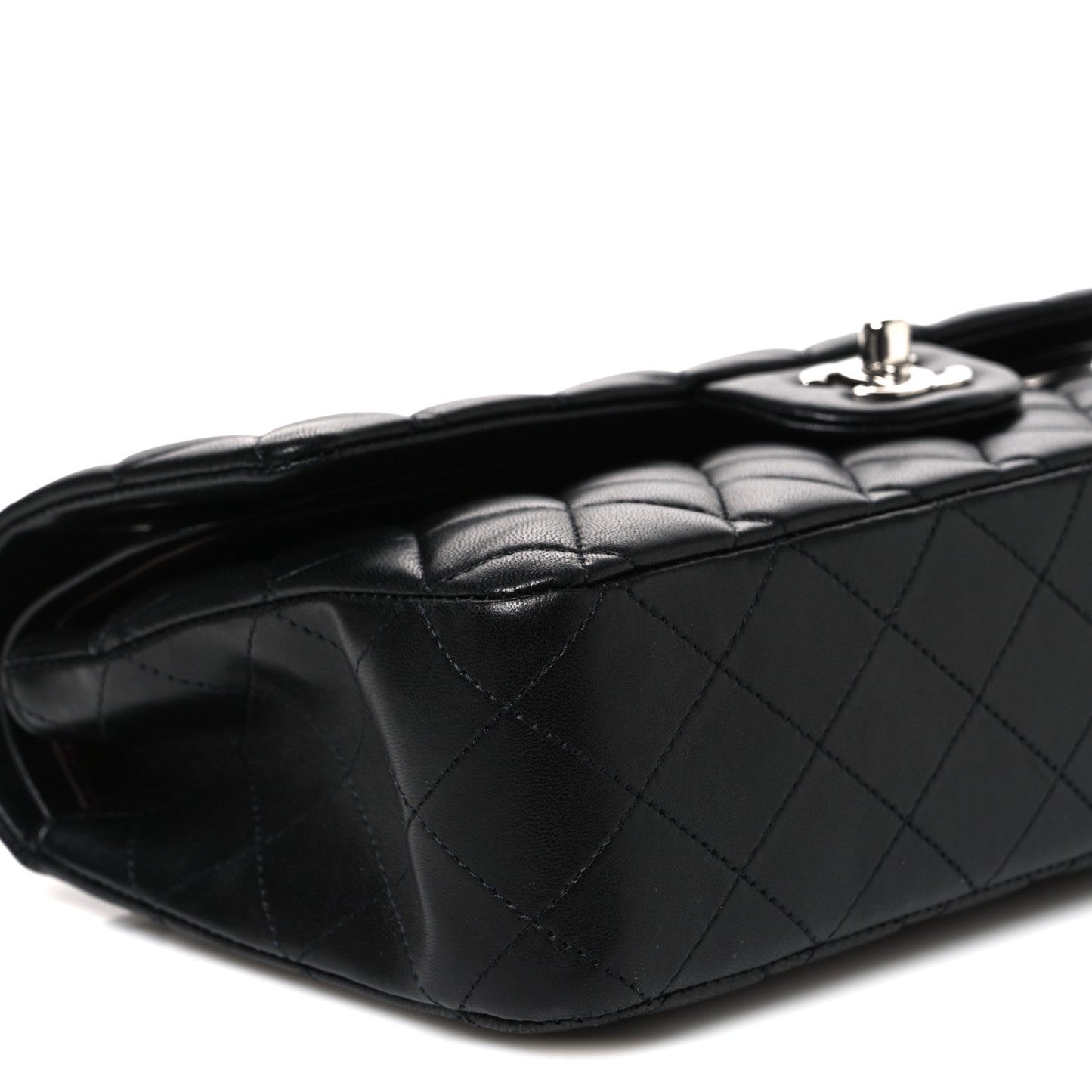 Lambskin Quilted Medium Double Flap Black