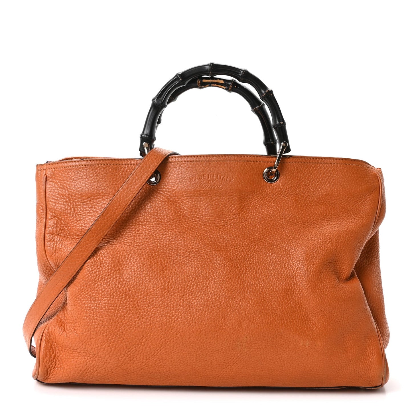 Cellarius Calfskin Large Bamboo Shopper Tote Orange