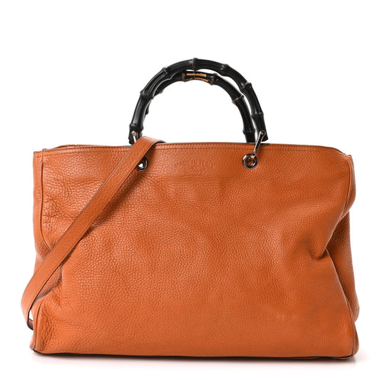 Cellarius Calfskin Large Bamboo Shopper Tote Orange