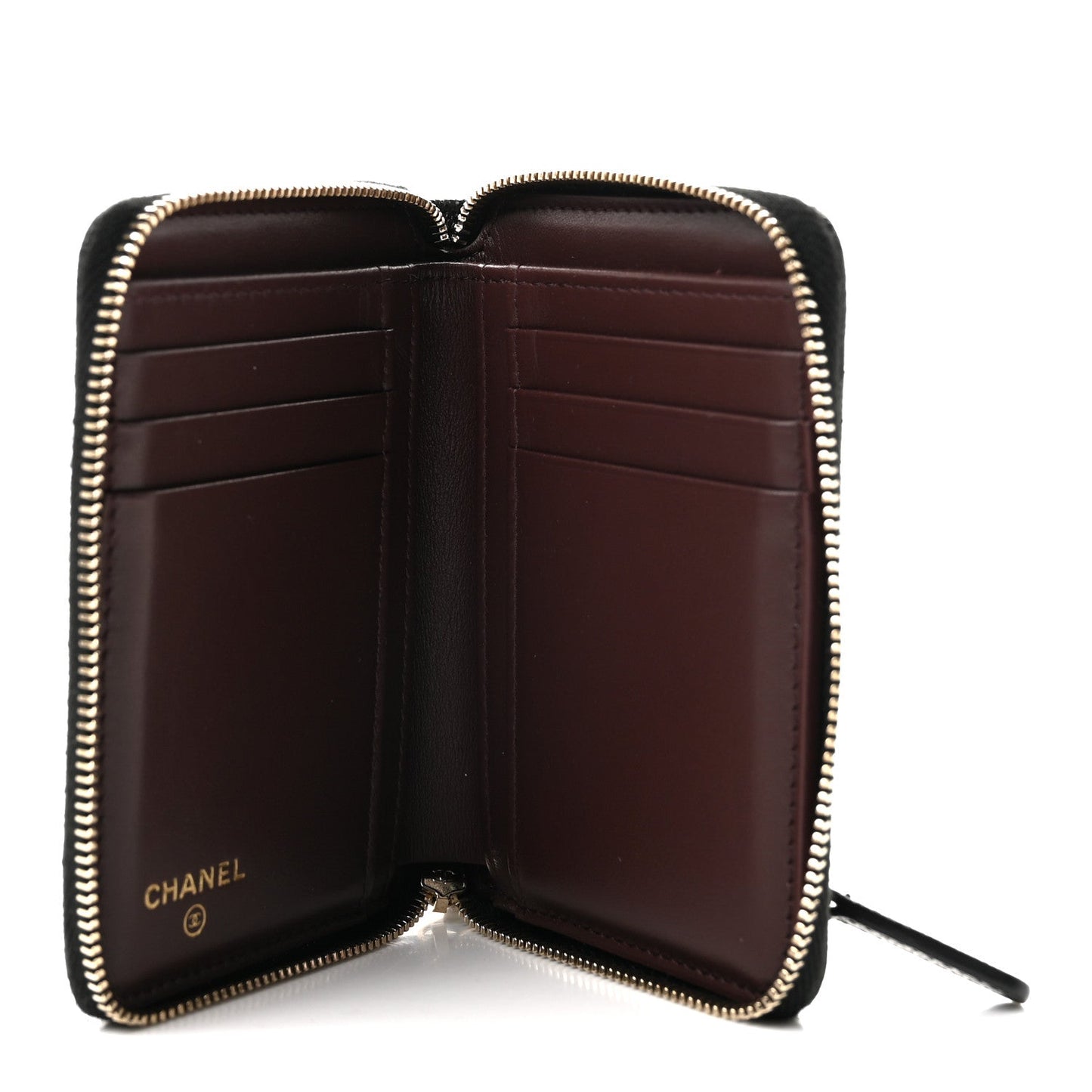 Caviar Quilted Small Zip Around Wallet Black