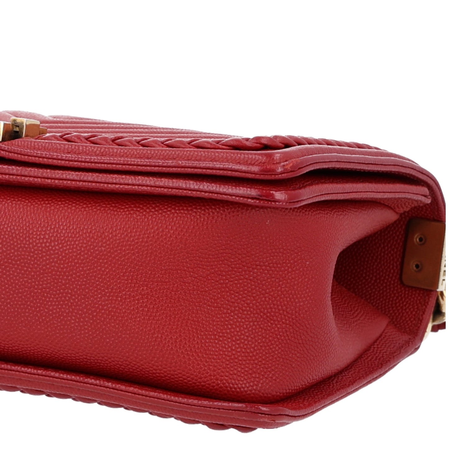 Caviar Chevron Quilted Braided Medium Boy Flap Red