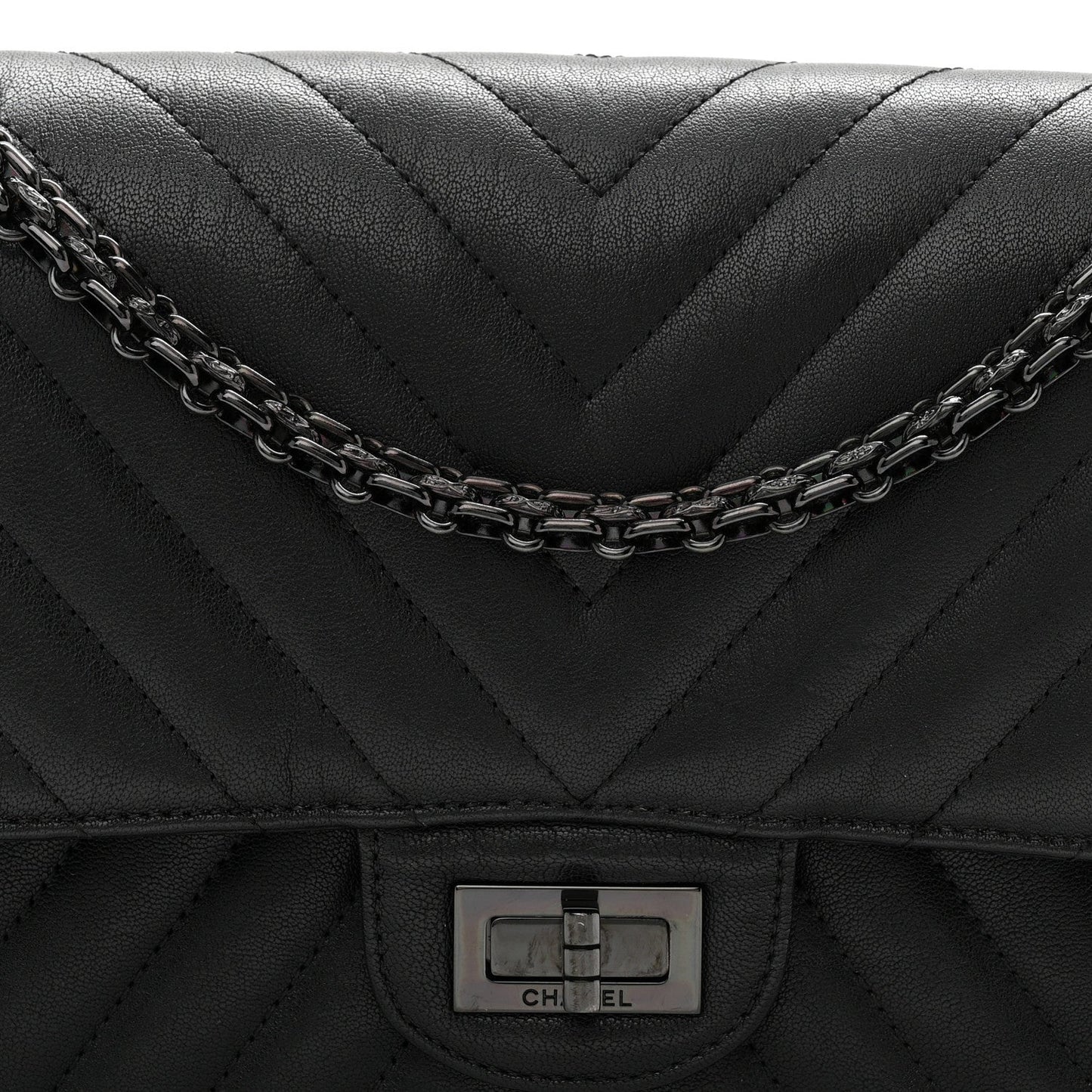 Sheepskin Chevron Quilted 2.55 Reissue 225 Double Flap So Black