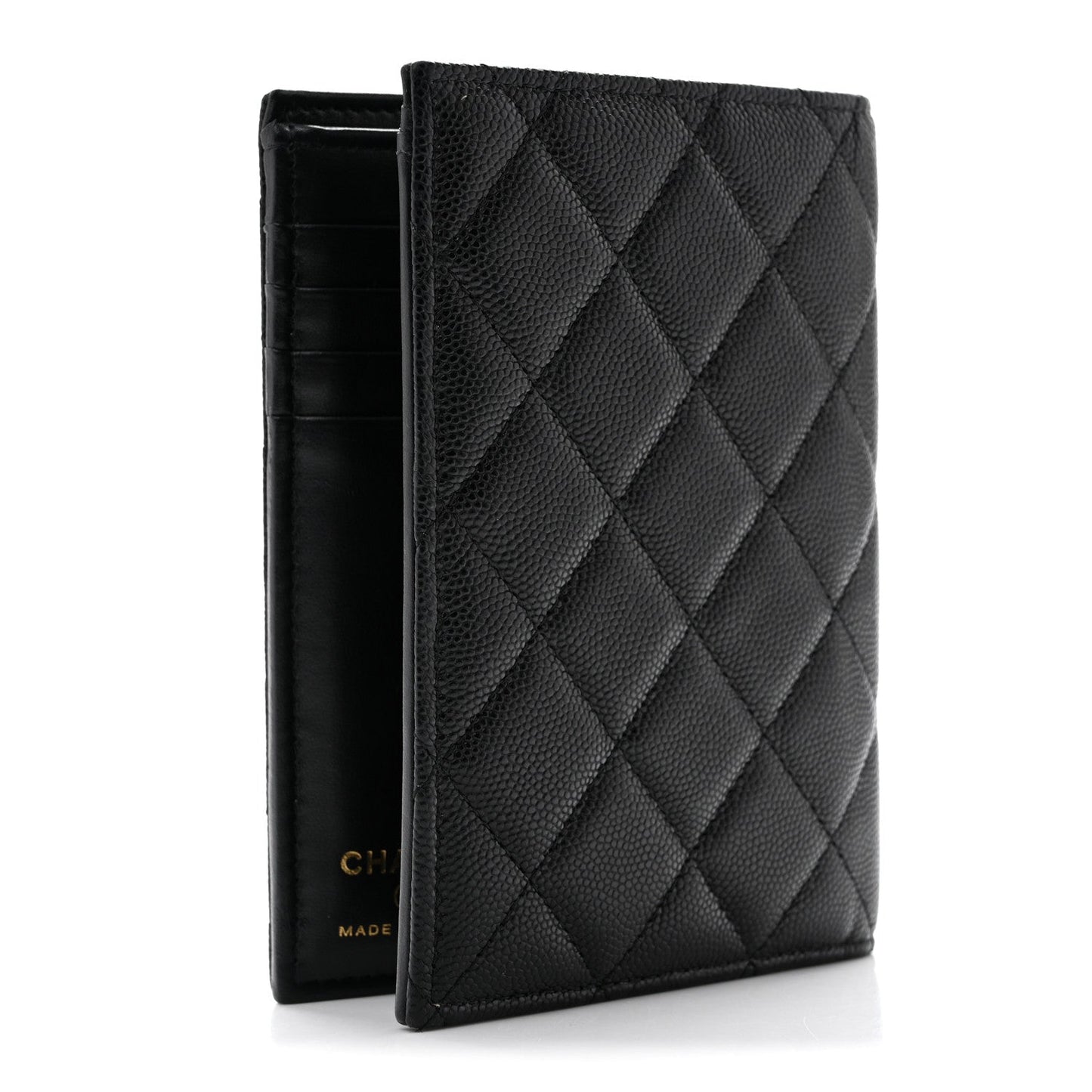 Caviar Quilted CC Passport Holder Black