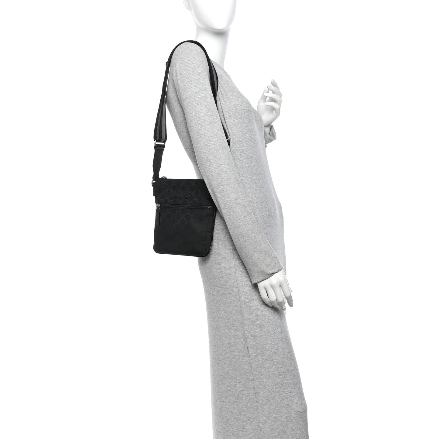 Nylon Monogram Mini Flat Messenger Bag Black