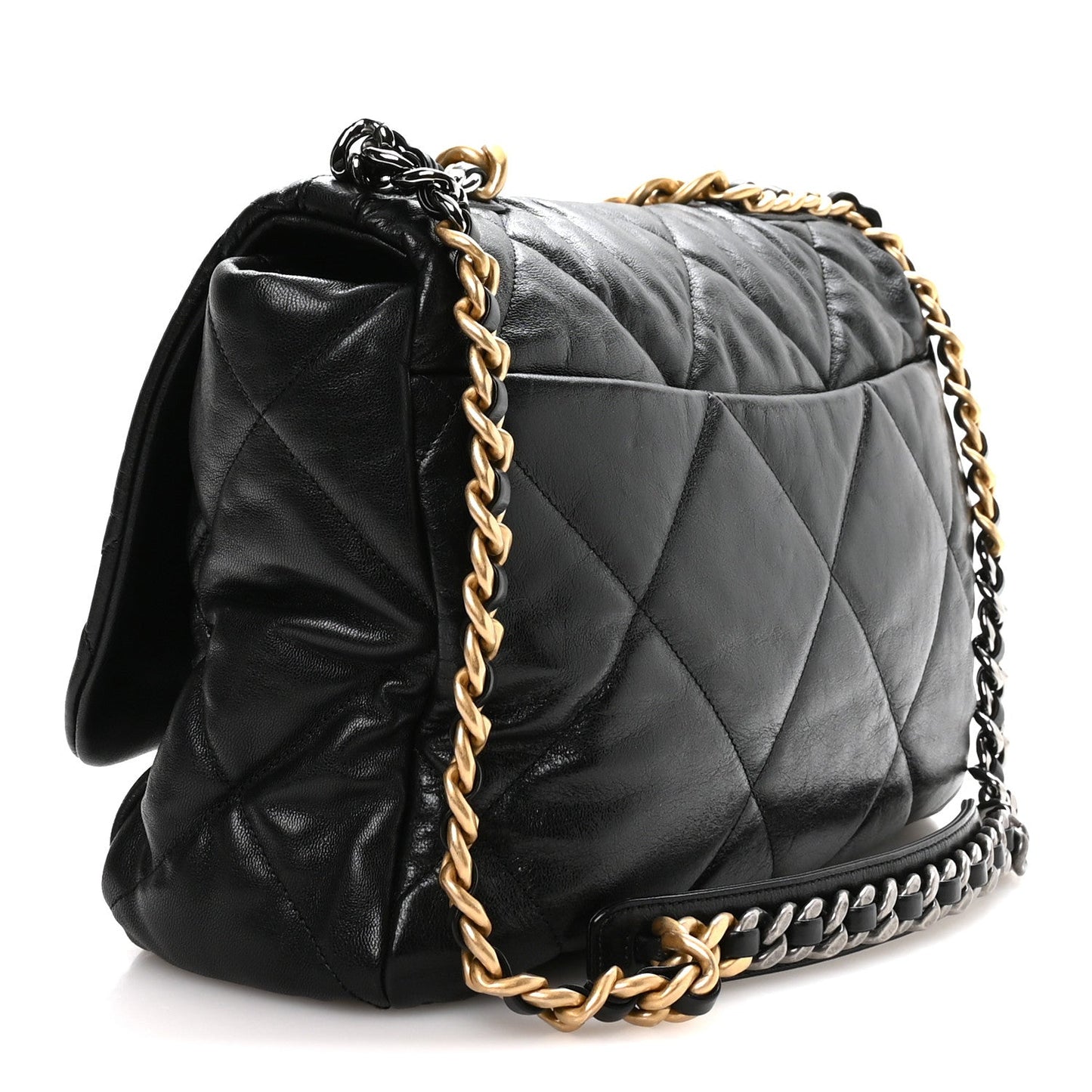 Goatskin Quilted Maxi Chanel 19 Flap Black