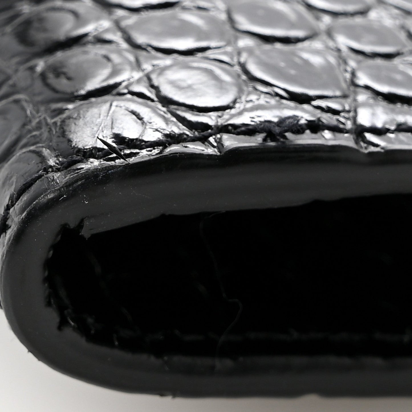 Calfskin Crocodile Embossed Uptown Monogram Clutch Black