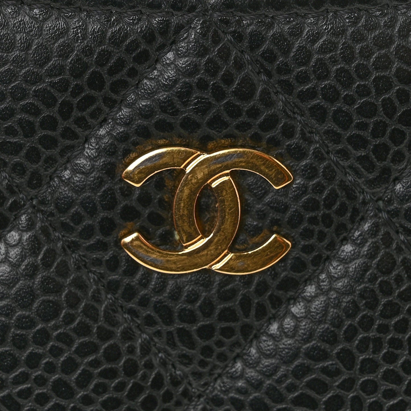 Caviar Quilted Card Holder Black