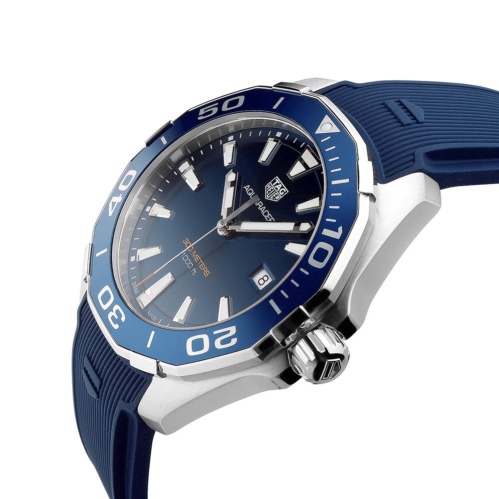 Tag Heuer Aquaracer Quartz Blue Dial Blue Rubber Strap Watch for Men -  WAY101C.FC6153