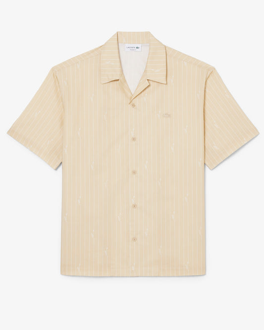 LACOSTE - RELAXED FIT  PRINT TWILL  SHIRTS Men’s - BEIGE-WHITE 2IU