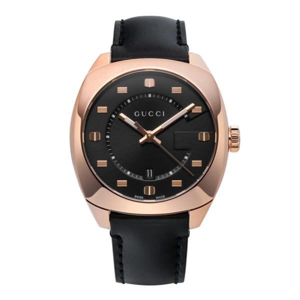 Gucci GG2570 Quartz Black Dial Black Leather Strap Watch For Men - YA142309