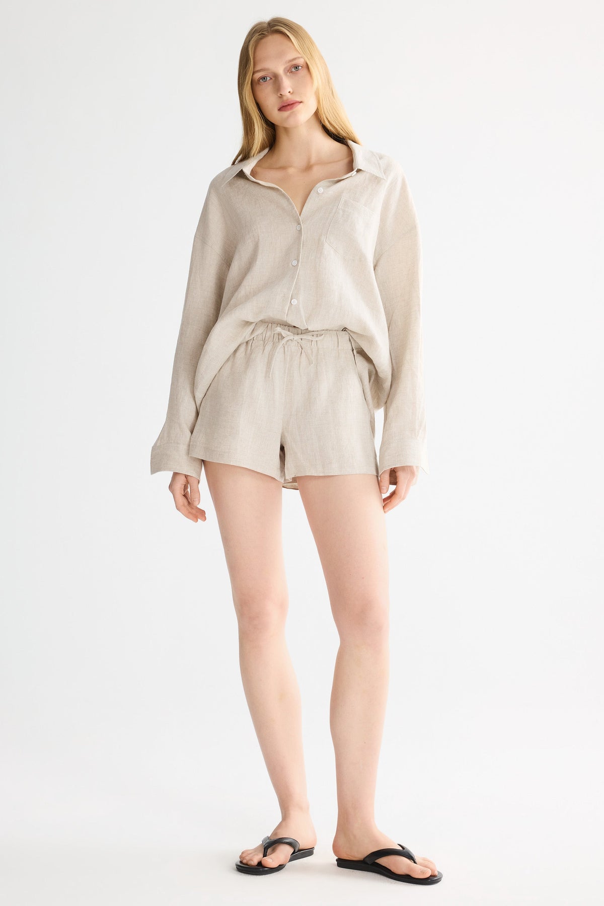 Relaxed Linen Drawstring Shorts