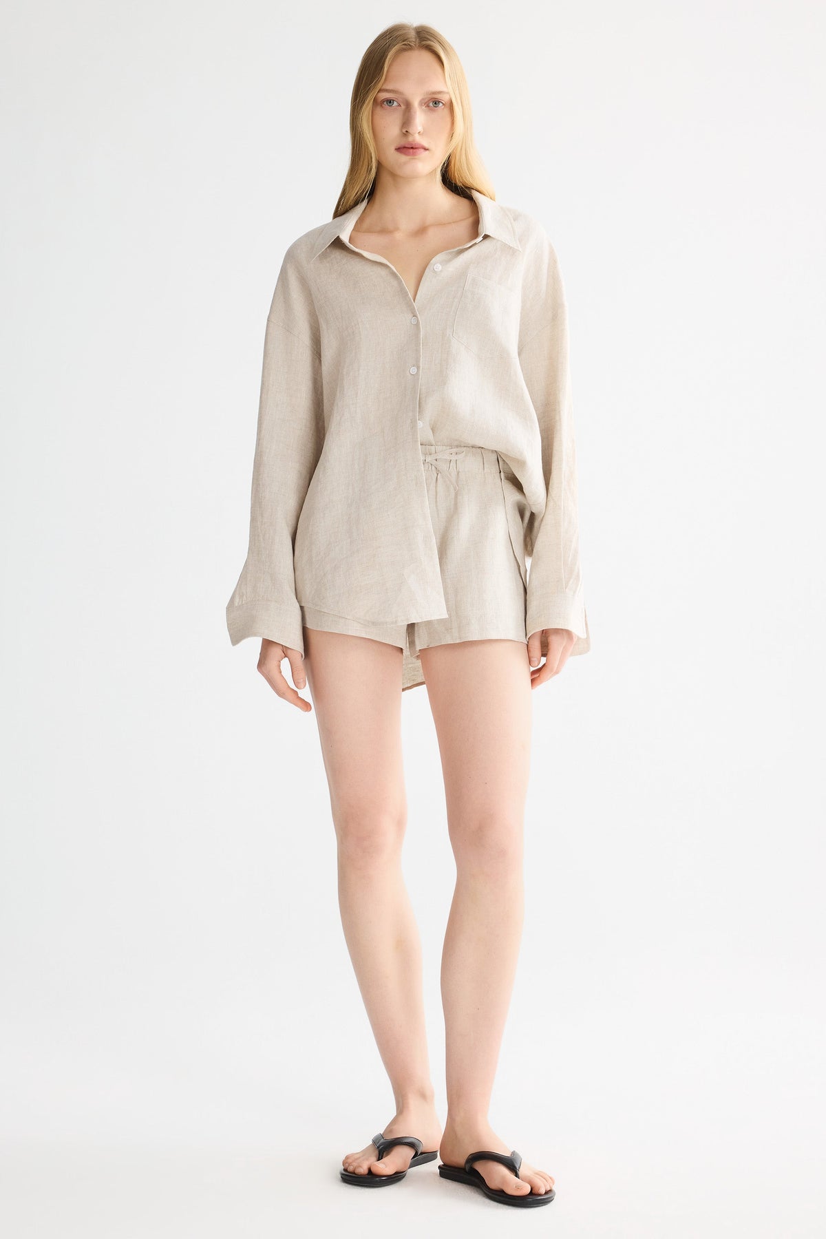 Relaxed Linen Drawstring Shorts