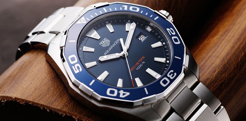 Tag Heuer Aquaracer Blue Dial Silver Steel Strap Watch for Men - WAY101C.BA0746