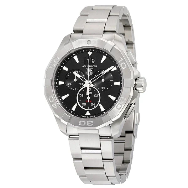 Tag Heuer Aquaracer Chronograph Black Dial Silver Steel Strap Watch for Men - CAY1110.BA0927